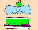 Disegno Torta di compleanno  pitturato su TORTA