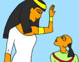 Disegno Madre e figlio egiziani pitturato su ilaria