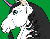 Disegno Testa di unicorno  pitturato su chiara