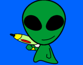 Disegno Alieno II pitturato su matilde
