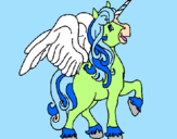 Disegno Unicorno con le ali  pitturato su vv