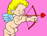 Disegno Cupido prende la mira  pitturato su io