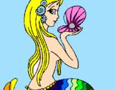Disegno Sirena e perla  pitturato su giulia 