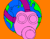 Disegno Terra con maschera anti-gas  pitturato su ANDREAT