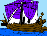 Disegno Barca romana  pitturato su ale
