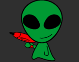 Disegno Alieno II pitturato su giacomo