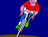 Disegno Ciclista con il berretto  pitturato su NICOLA