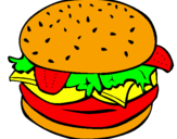 Disegno Hamburger completo  pitturato su KIRBI