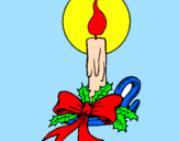 Disegno Candela di Natale pitturato su fabiana