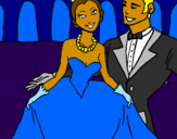 Disegno Principessa e principe al ballo  pitturato su roberta
