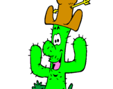Disegno Cactus con il cappello  pitturato su ale