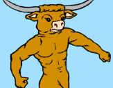 Disegno Testa di bufalo  pitturato su laura
