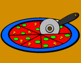Disegno Pizza pitturato su anna