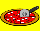 Disegno Pizza pitturato su francesca