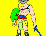 Disegno Gladiatore  pitturato su samuel