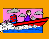 Disegno Acquatico barca pitturato su Marino