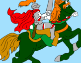 Disegno Cavaliere a cavallo pitturato su pietrocastello