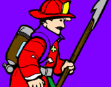 Disegno Pompiere  pitturato su UOMO DI FUOCO