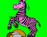 Disegno Zebra che salta sulle pietre  pitturato su AGATA