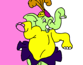 Disegno Elefante che balla  pitturato su tracy