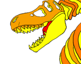 Disegno Scheletro di Tyrannosaurus rex pitturato su dario
