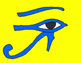 Disegno Occhio di Horus  pitturato su francesca