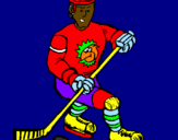 Disegno Giocatore di hockey su ghiaccio pitturato su ROCCO