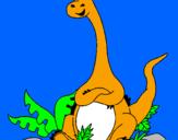 Disegno Diplodocus seduto  pitturato su gabriele 1