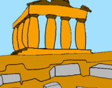 Disegno Partenone pitturato su claudia