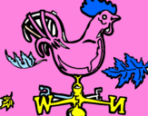 Disegno Banderuole e gallo  pitturato su  gallina
