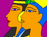 Disegno Ramses e Nefertiti pitturato su raven99