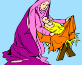 Disegno Nascita di Gesù Bambino pitturato su Barbara