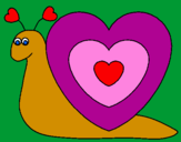 Disegno Lumachina cuore  pitturato su Alessietta