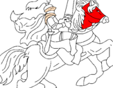 Disegno Cavaliere a cavallo pitturato su giuseppe cardellino
