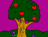 Disegno Melo pitturato su albero