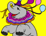 Disegno Elefante con 3 palloncini  pitturato su Arianna