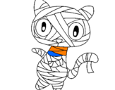 Disegno Mummia gatto scaraboechio pitturato su hUGO