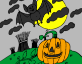 Disegno Halloween paesaggio pitturato su jair aviel