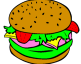Disegno Hamburger completo  pitturato su massy