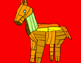 Disegno Cavallo di Troia pitturato su ALESSIO