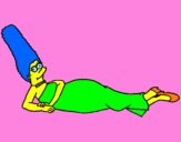 Disegno Marge pitturato su CELESTE
