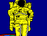 Disegno Astronauta  pitturato su intero 007