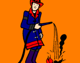 Disegno Pompiere che spegne il fuoco pitturato su gaia