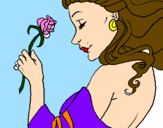 Disegno Principessa con una rosa pitturato su ADELE