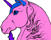 Disegno Testa di unicorno  pitturato su agata