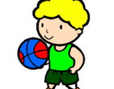 Disegno Giocatore di pallacanestro  pitturato su ciccio