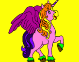 Disegno Unicorno con le ali  pitturato su ghrtg