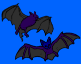 Disegno Un paio di pipistrelli  pitturato su elsa