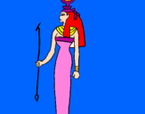 Disegno Hathor pitturato su Sophia