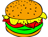 Disegno Hamburger completo  pitturato su gloria